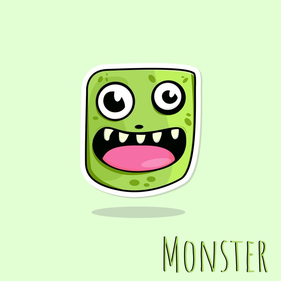 Hand drawn monster doodle green color vector