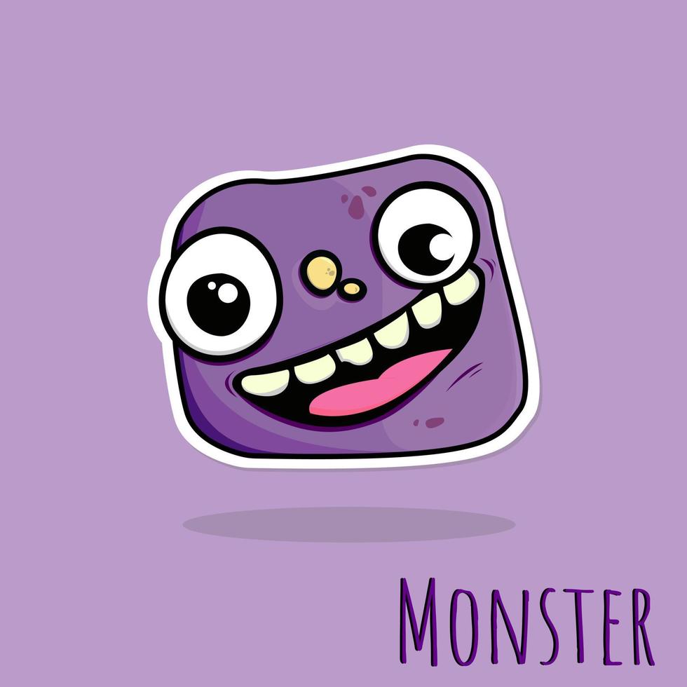 Hand drawn monster doodle purple color vector