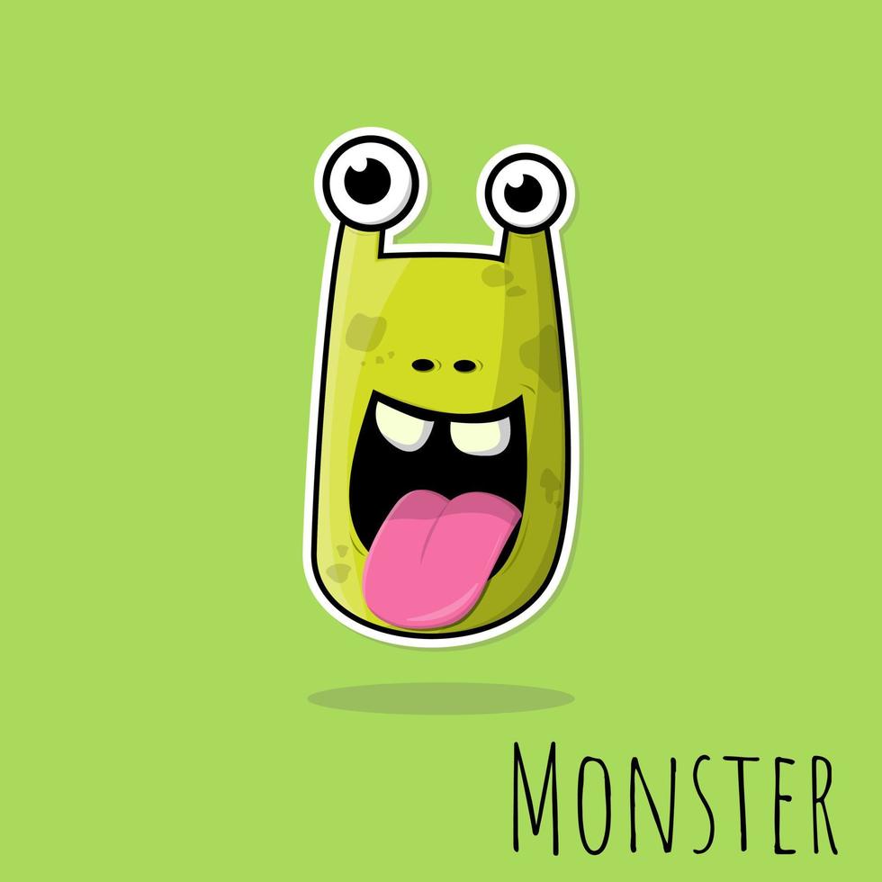 Hand drawn monster doodle green color 15734898 Vector Art at Vecteezy