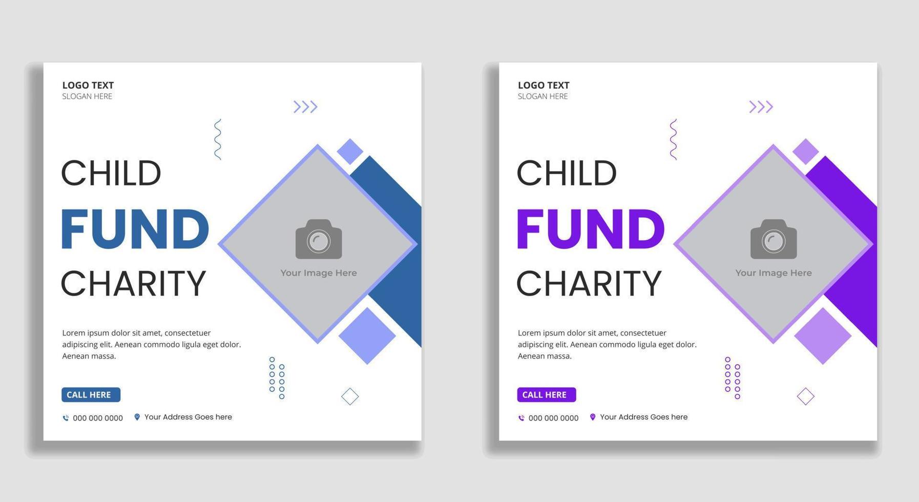 Child fund charity social media and web banner template vector