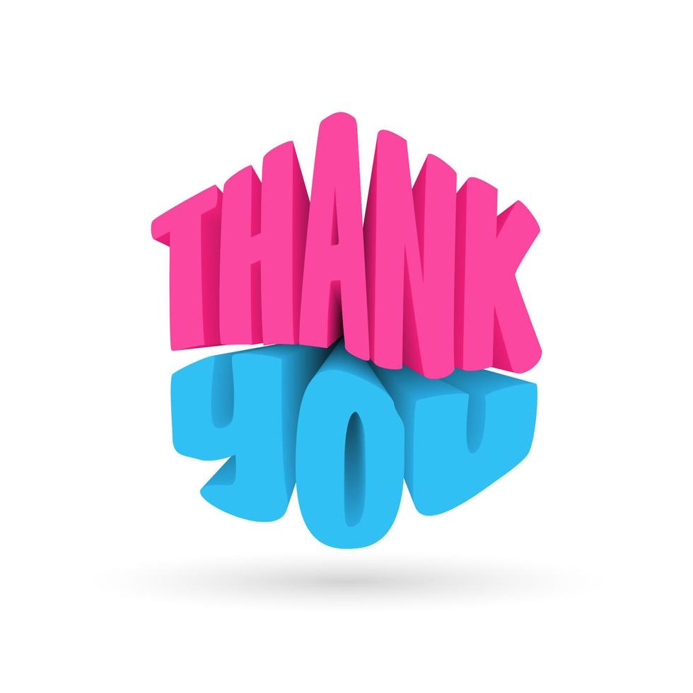 text Thank you. 3d letter in hexagon shape vector