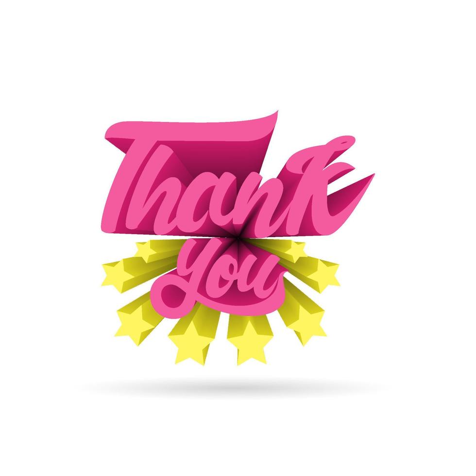 Thank you calligraphic text in 3d style vector