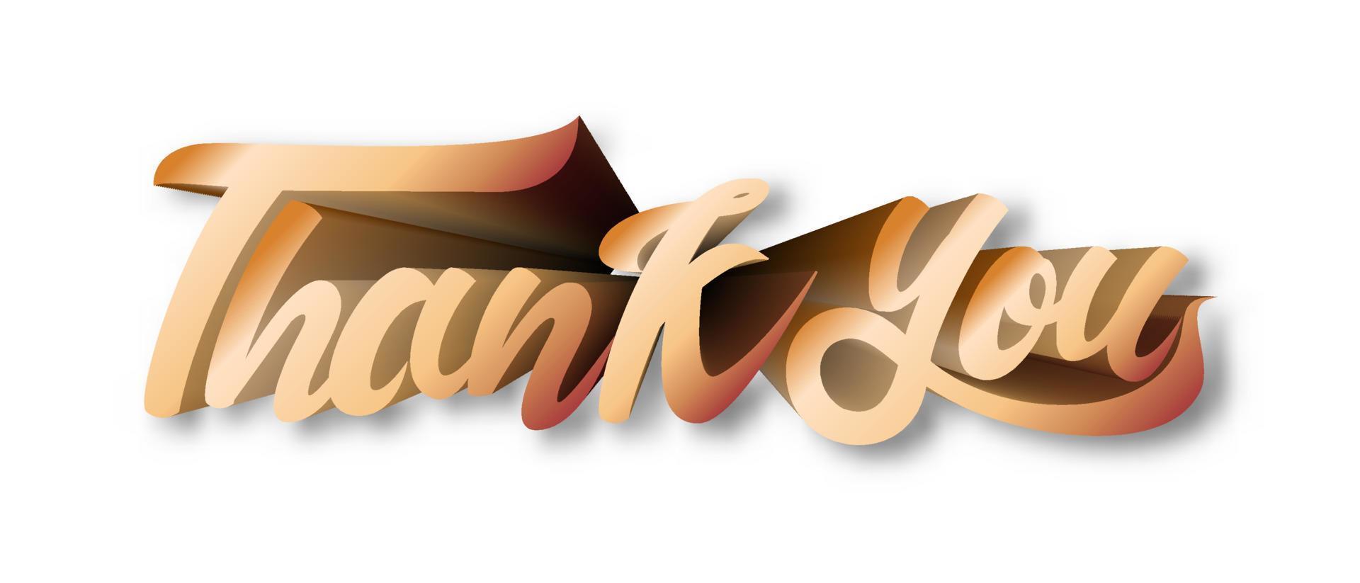 Thank you calligraphic golden text in 3d style vector