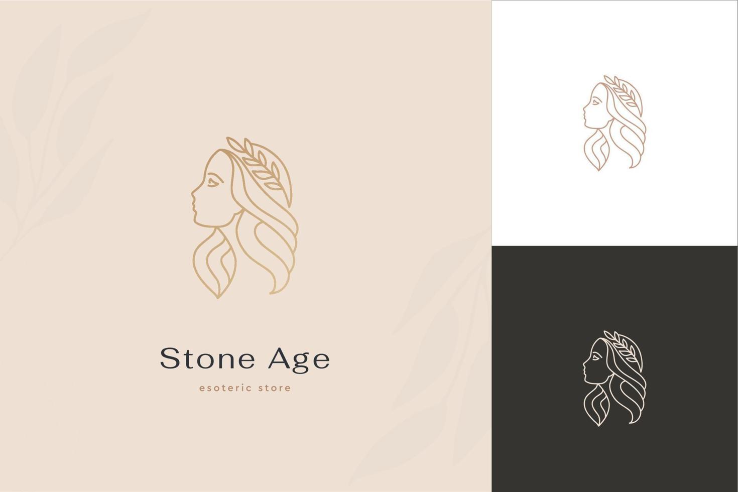 linear set template logo symbols with female on a nude background vector