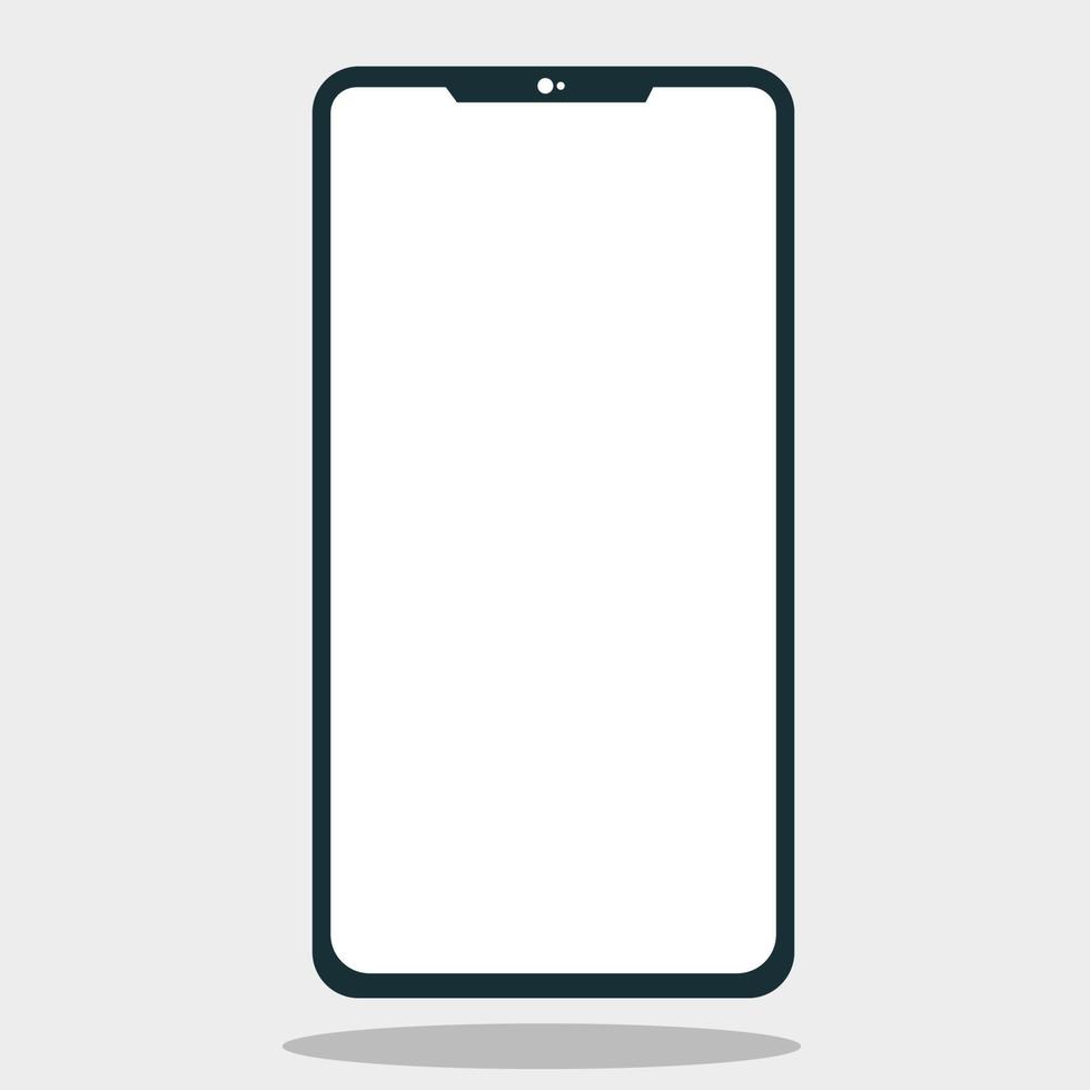 Modern Frameless Smartphone Mockup Isolated on White Background, Front View. Vector Illustration