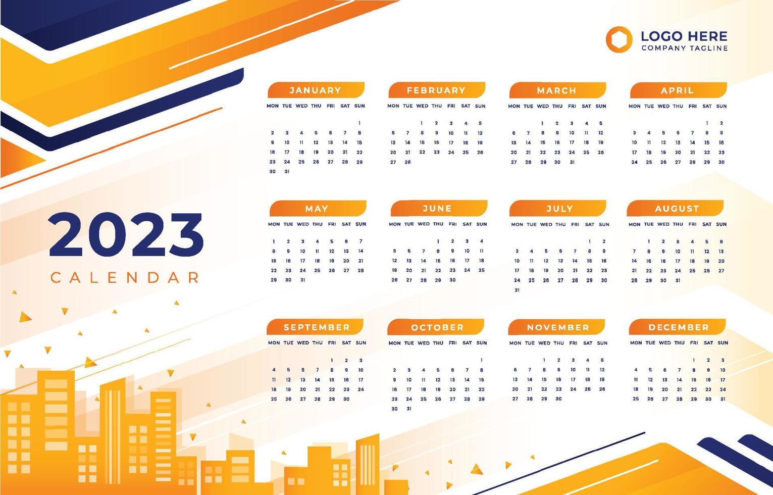 plantilla de calendario corporativo 2023 vector