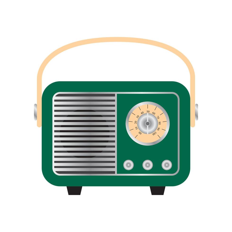 receptor de radio retro portátil verde en estilo vintage. ilustración vectorial aislado sobre fondo blanco vector