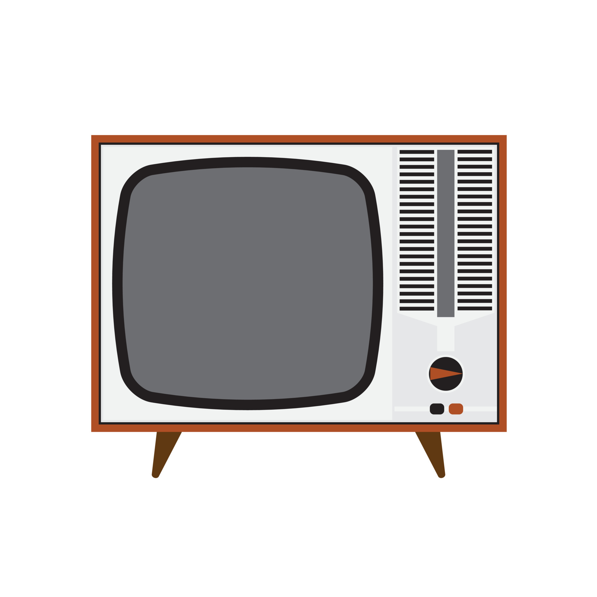 Retro Wooden Television With Front View With Blank Screen Insulated On retro-wooden-television-with-front-view-with-blank-screen-insulated-on