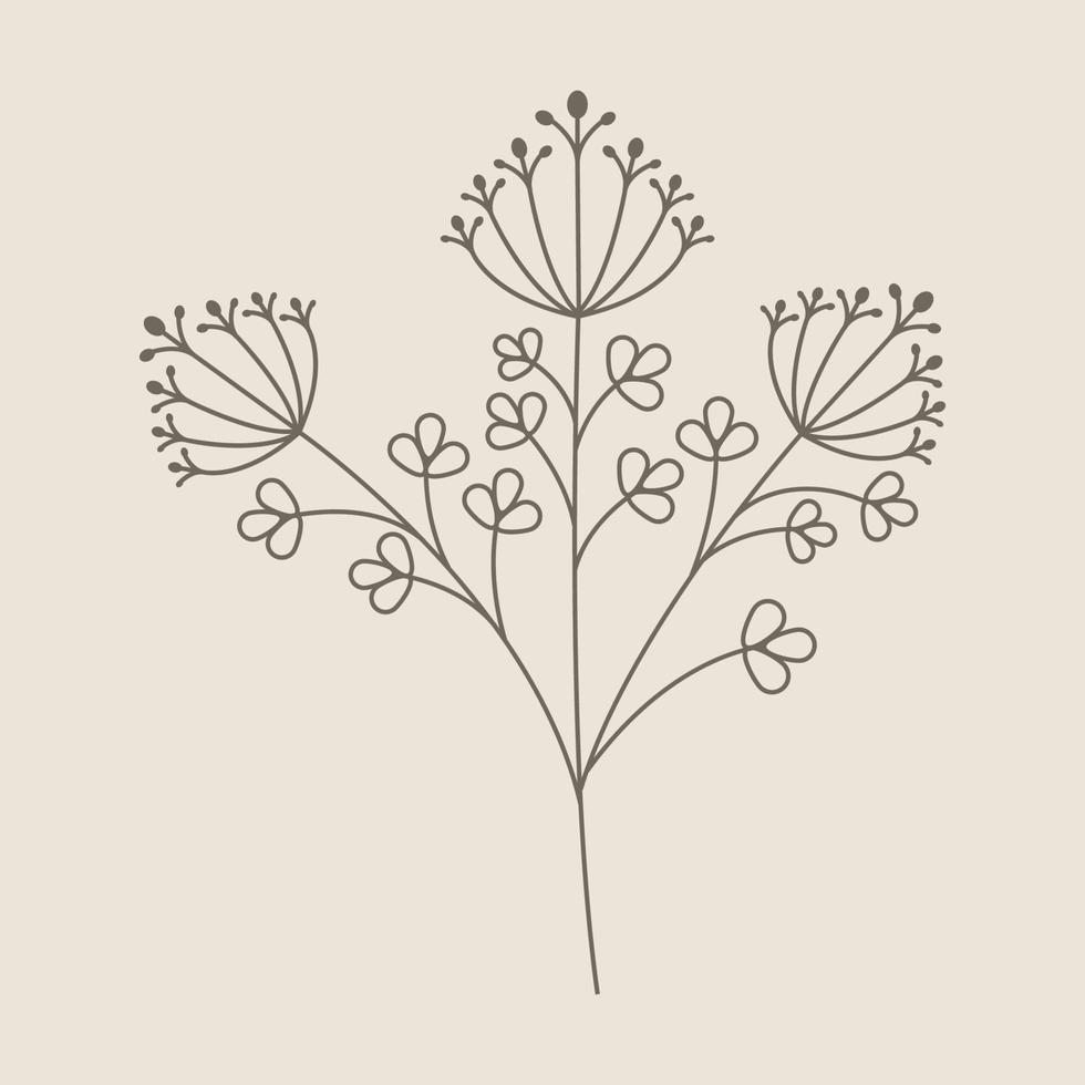 Leaves and Flowers Line Doodle vector