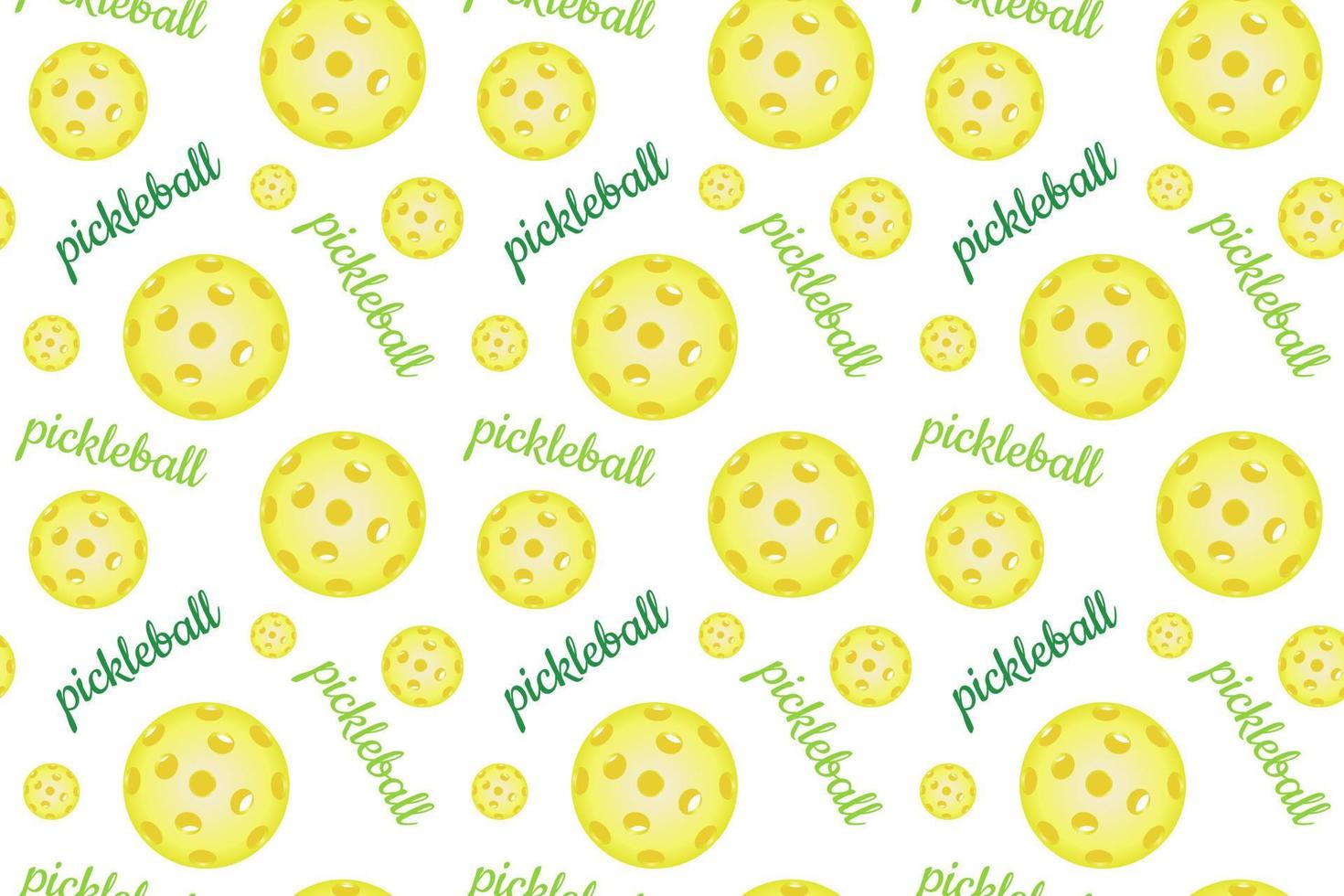 Pattern with bright yellow pickleball balls. Backdrop for banners, print for sportswear, paper, fabrics, backgrounds. Emblem for pickleball sports club vector