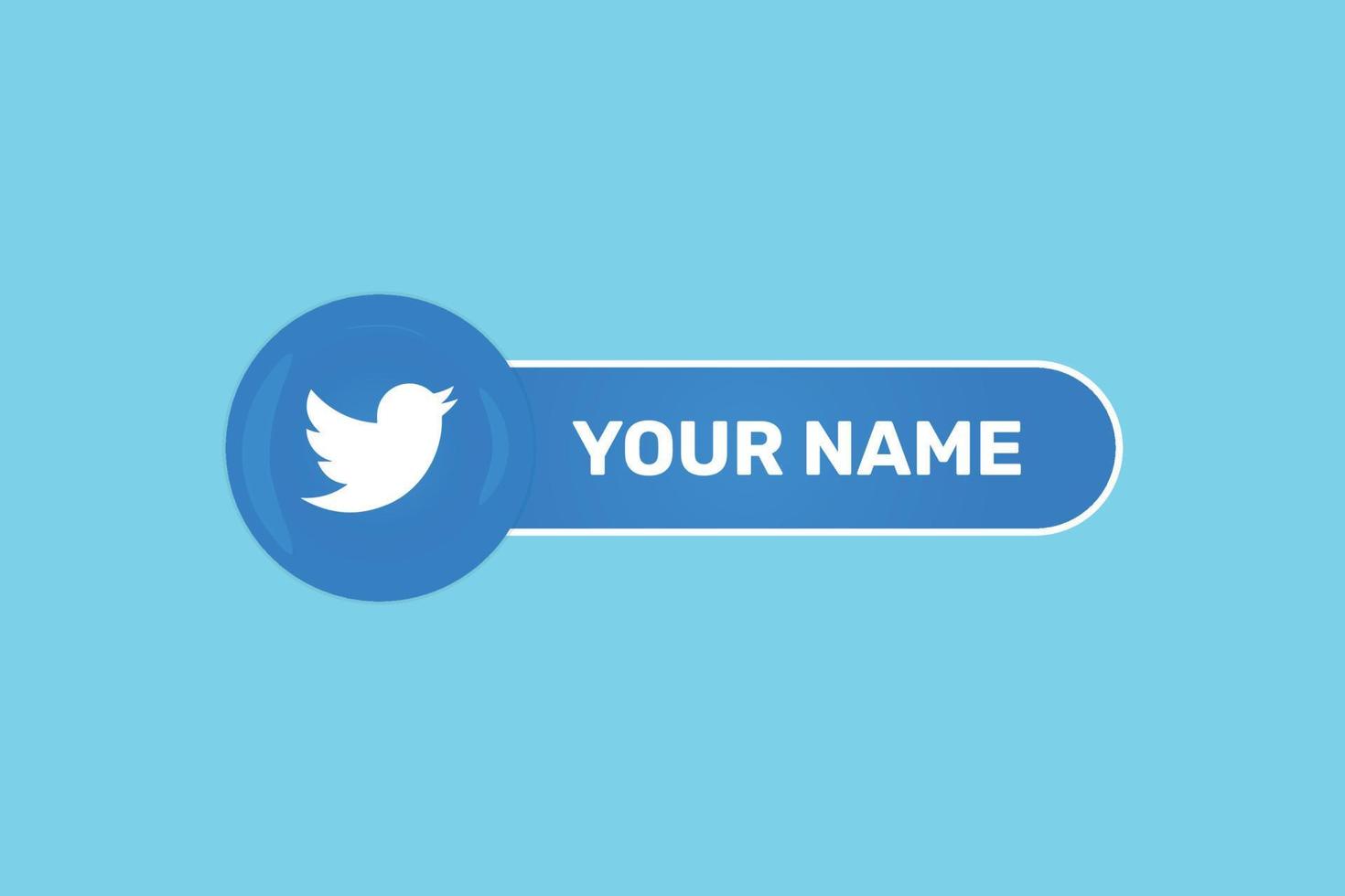 Glossy twitter icon label with user name banners Premium Vector