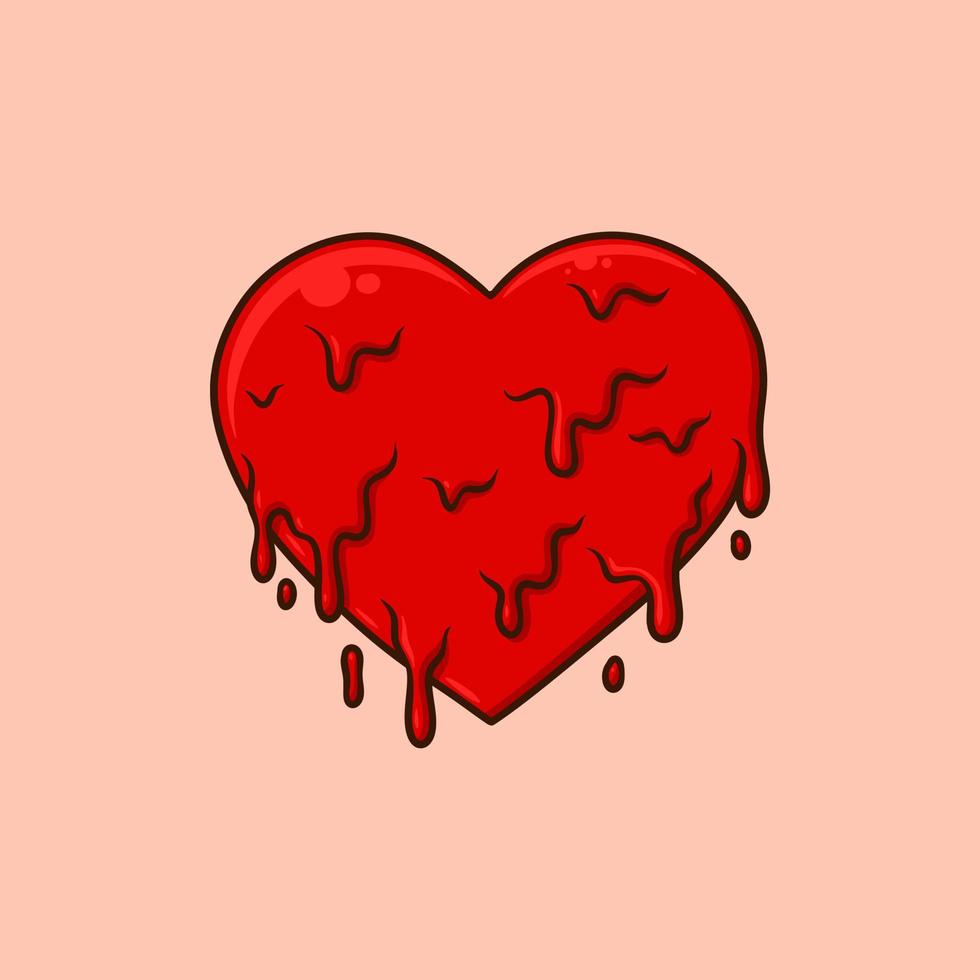 Heart Shaped Melted Slime Cartoon Vector