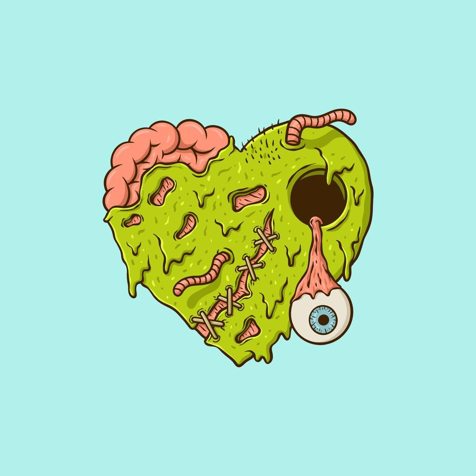 vector de dibujos animados de zombies en forma de corazón