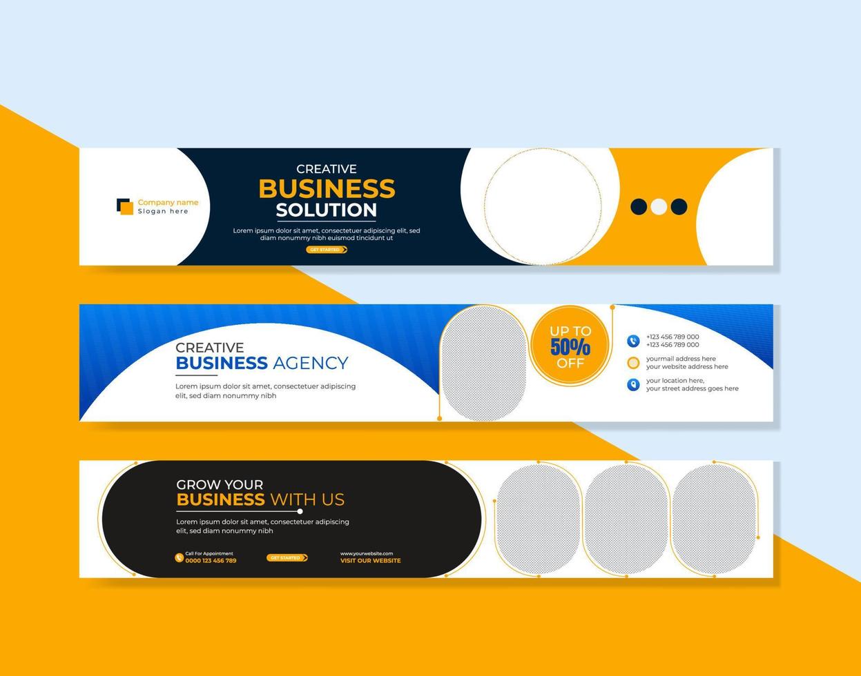 Business LinkedIn cover design bundle vector