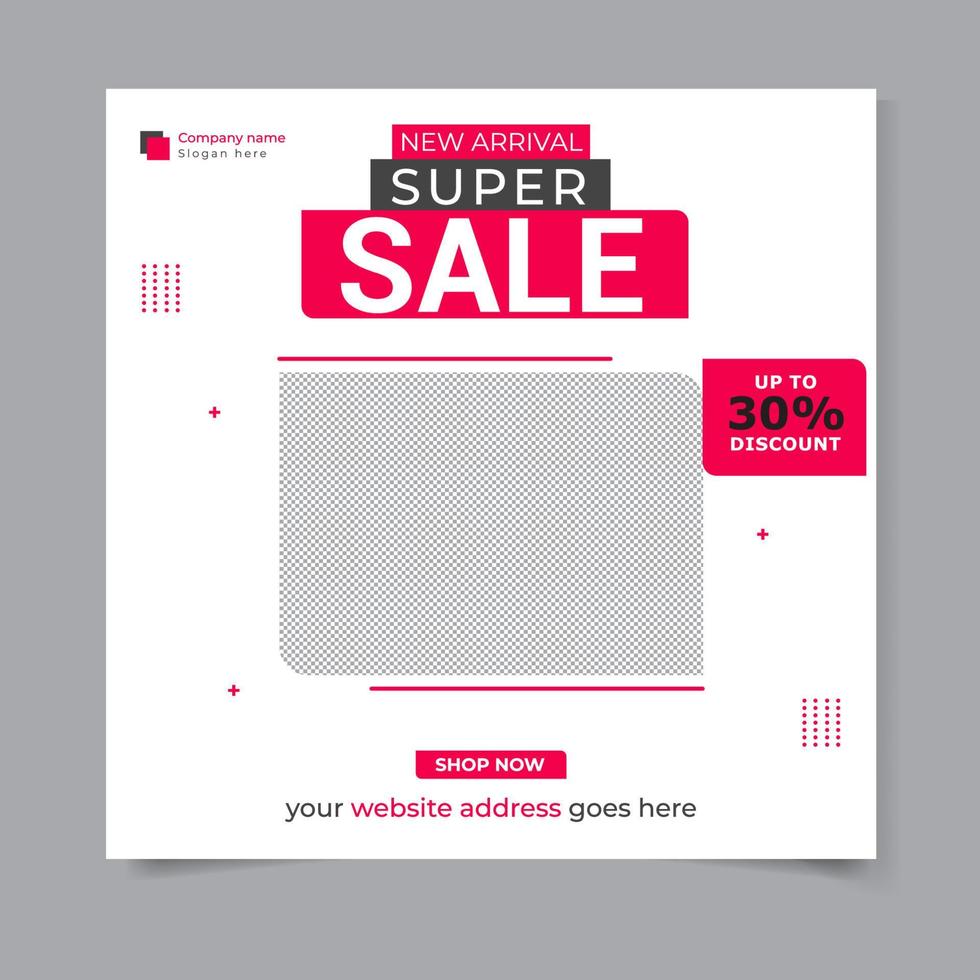 New arrival super sale social media post design vector