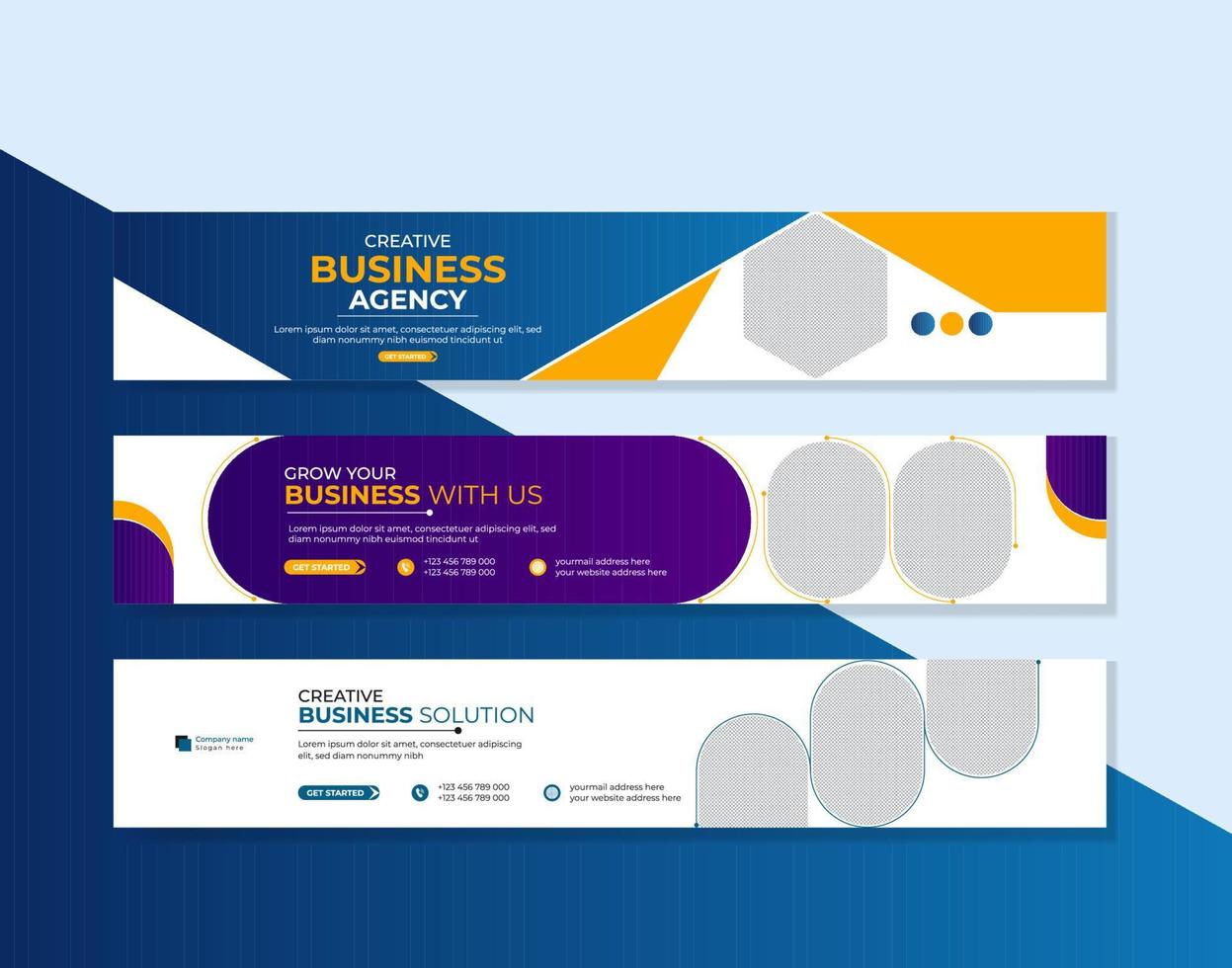Business LinkedIn cover design bundle vector