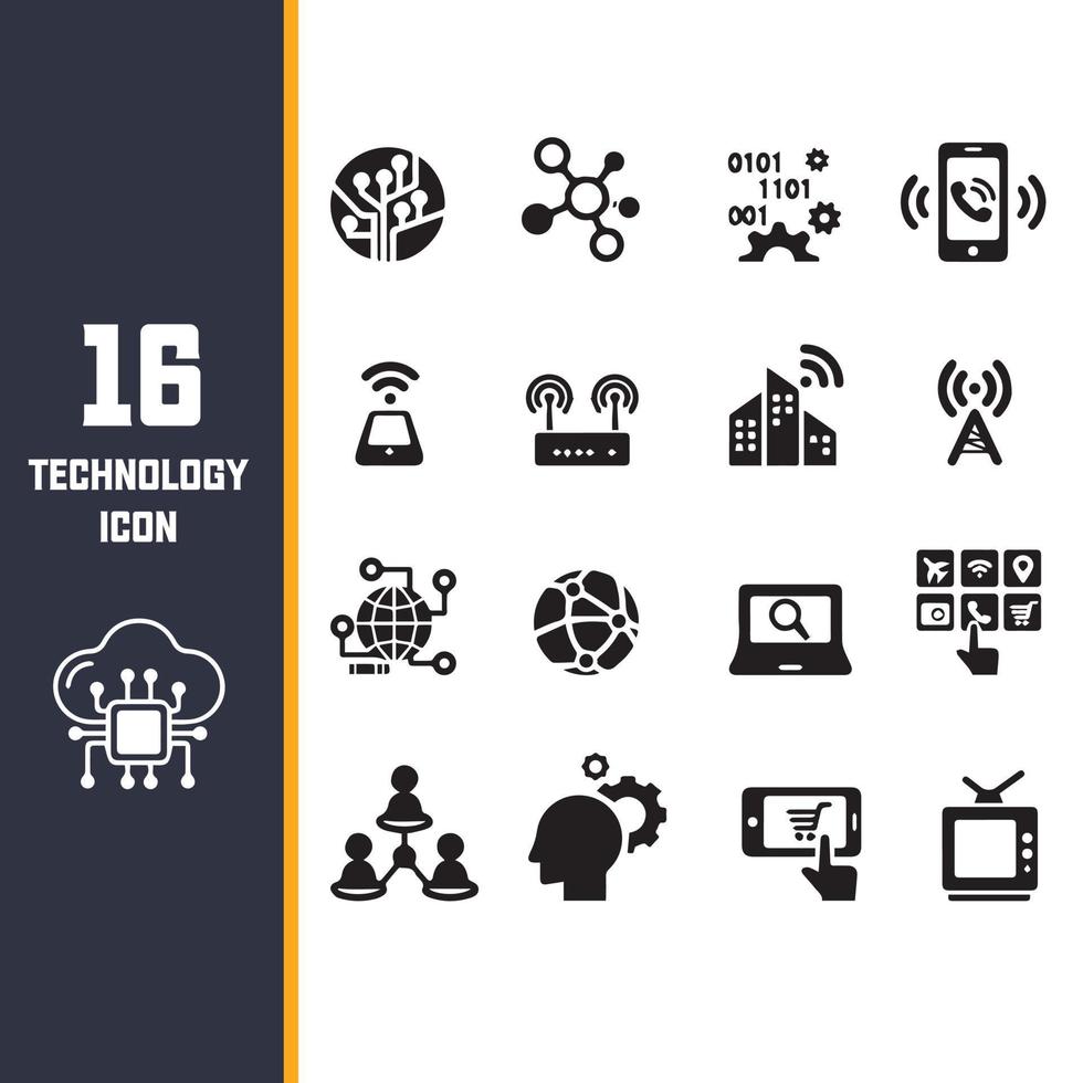 Technology icon set vector stock