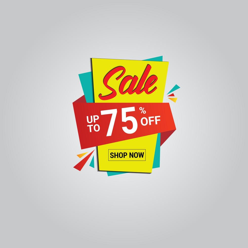 Sale Up To  seventy five percent OFF. Special Offer Marketing Announcement. Discount Promotion. ninety percent Discount Special Offer Conceptual Yellow And Blue Banner Design Template. vector