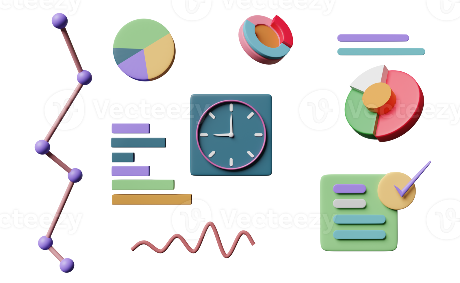 charts and graph with analysis business financial data, Online marketing,check, time clock isolated, business strategy concept ,3d illustration or 3d render png