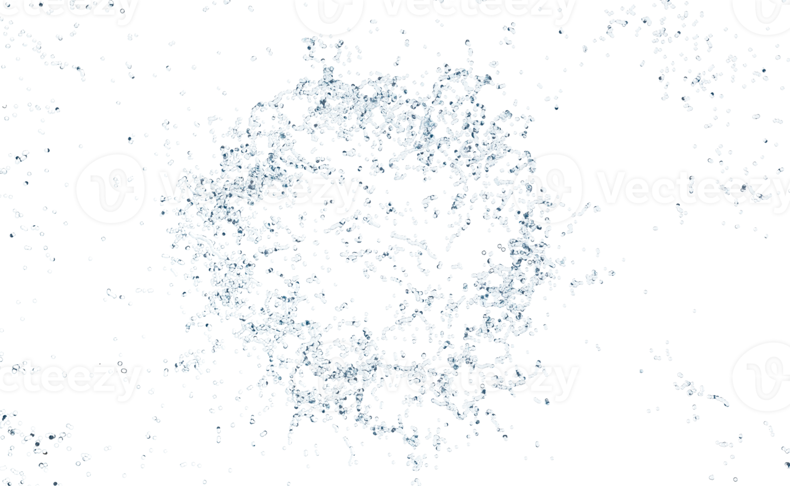 3d vatten stänk transparent, klar blå vatten spridd runt om isolerat. 3d framställa illustration png