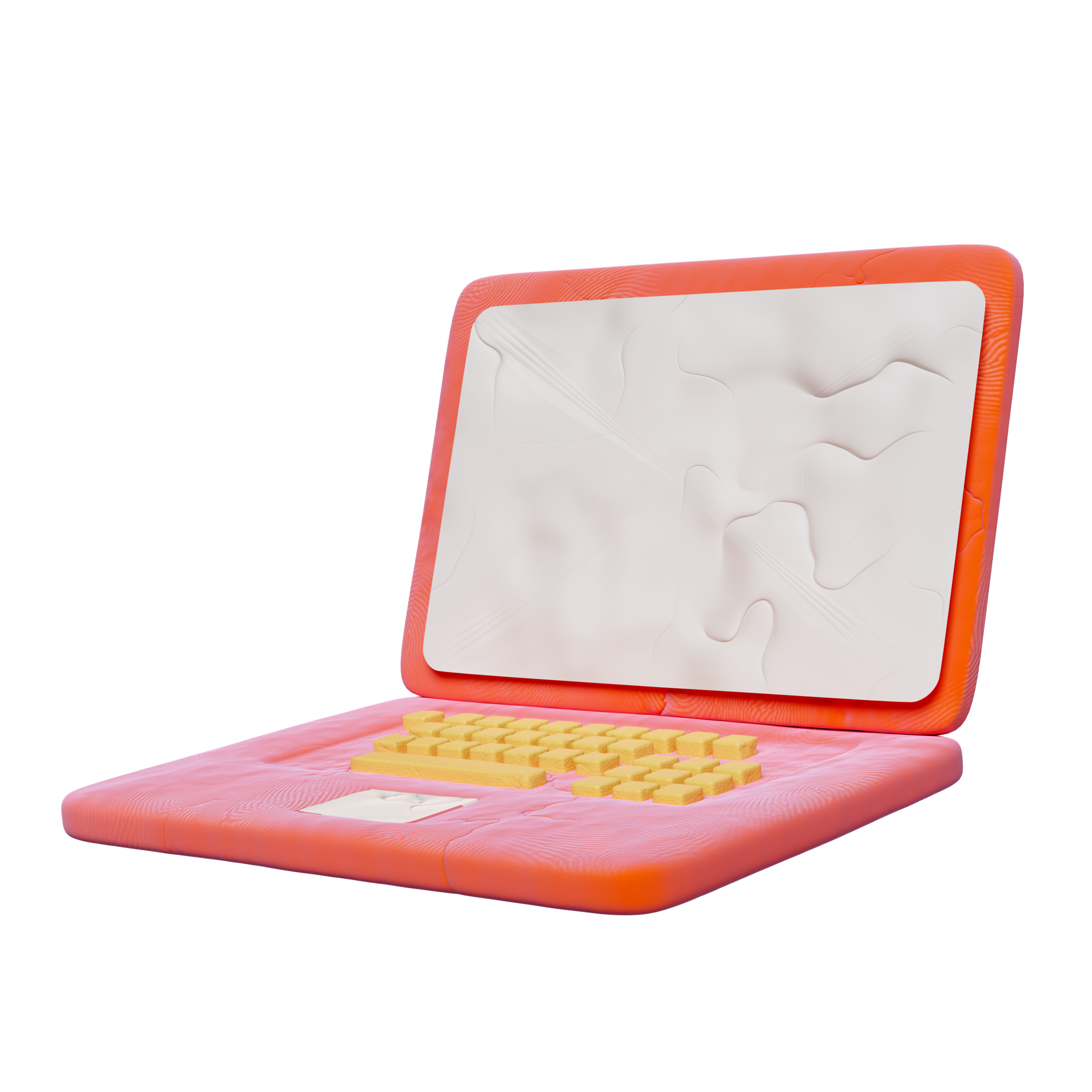 3d laptop computer monitor from plasticine isolated. minimal notebook ...