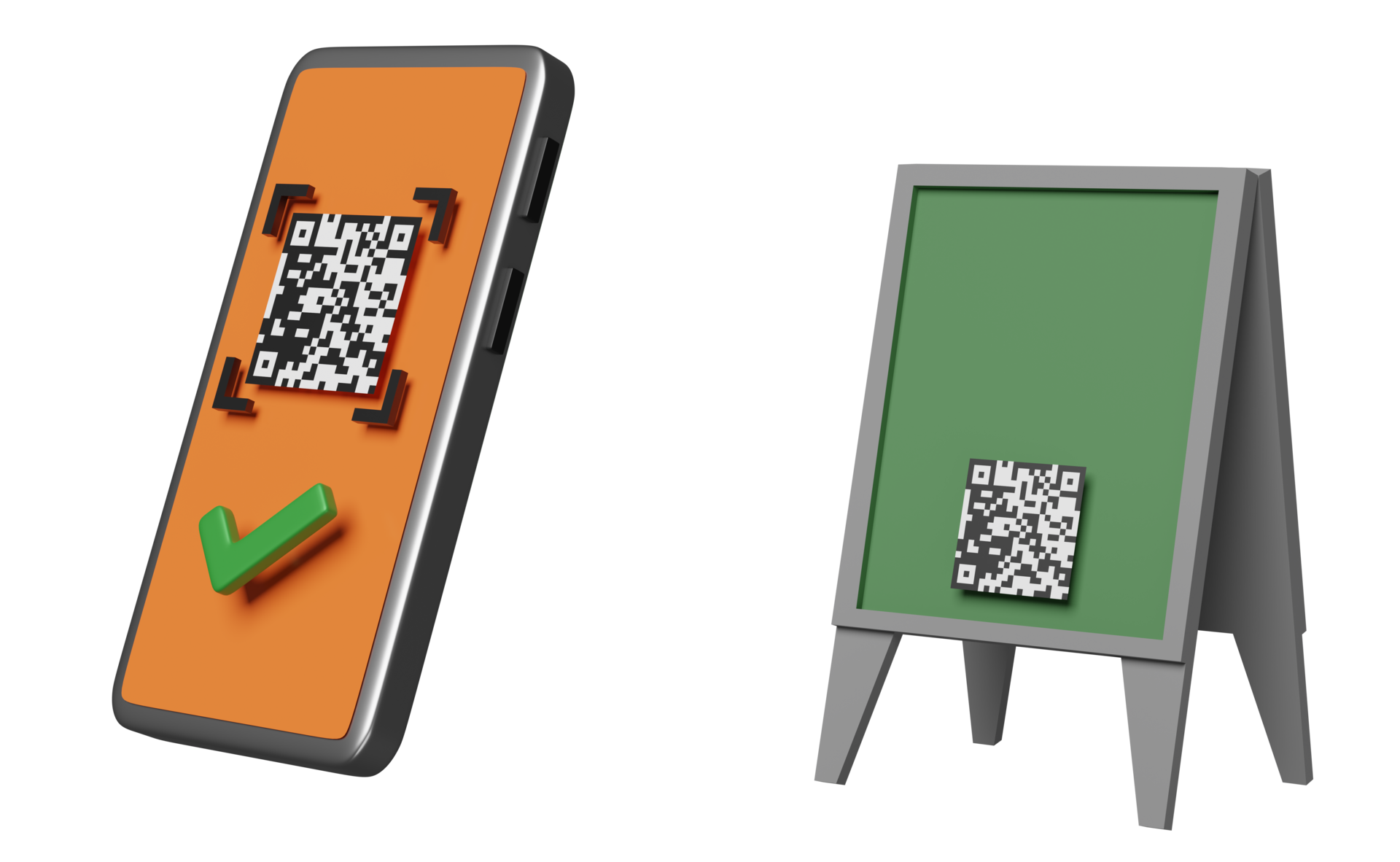 Free orange mobile phone or smartphone with barcode, qr code scanning