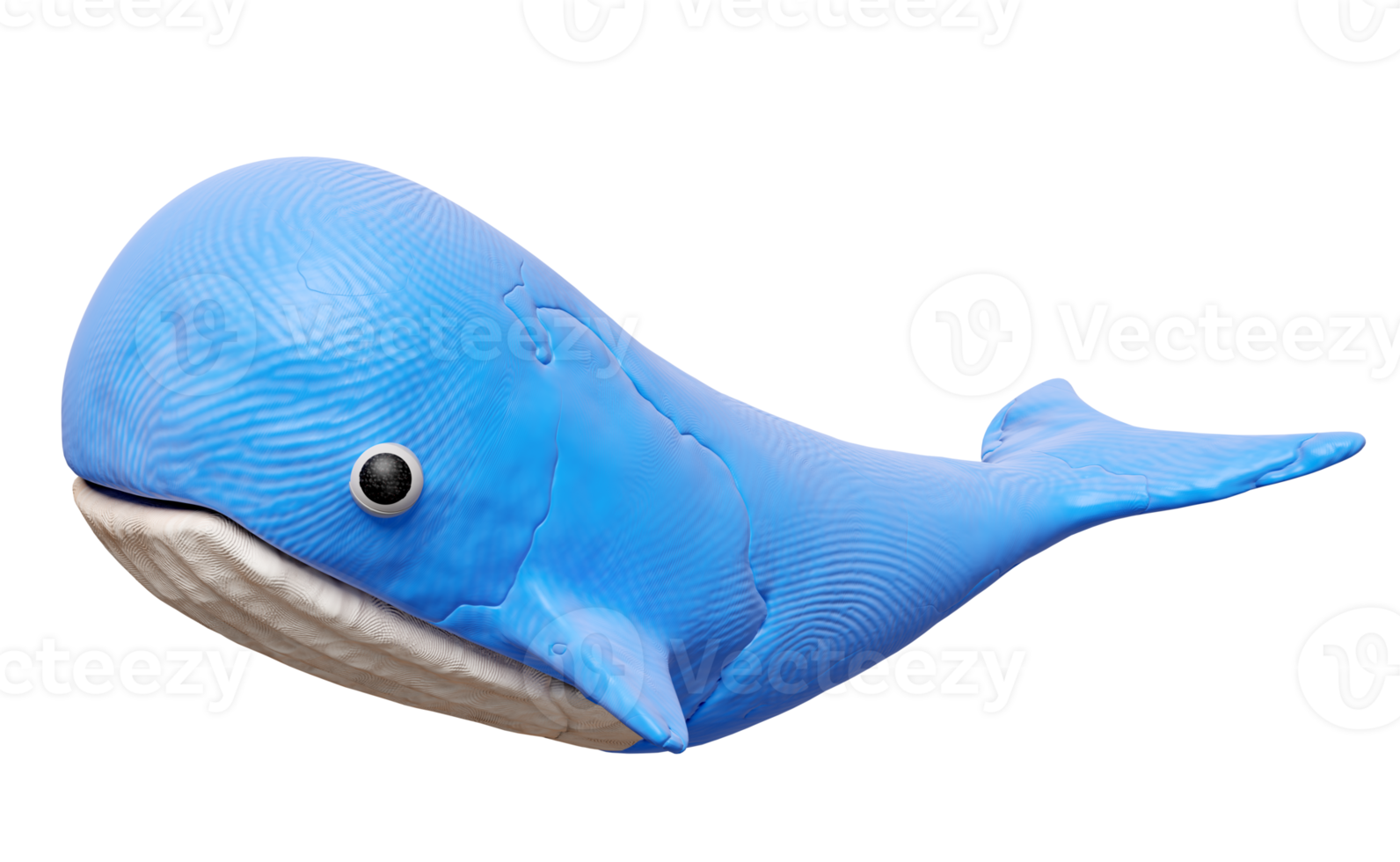 3d blue whale from plasticine isolated. whale clay toy icon concept, 3d render illustration png