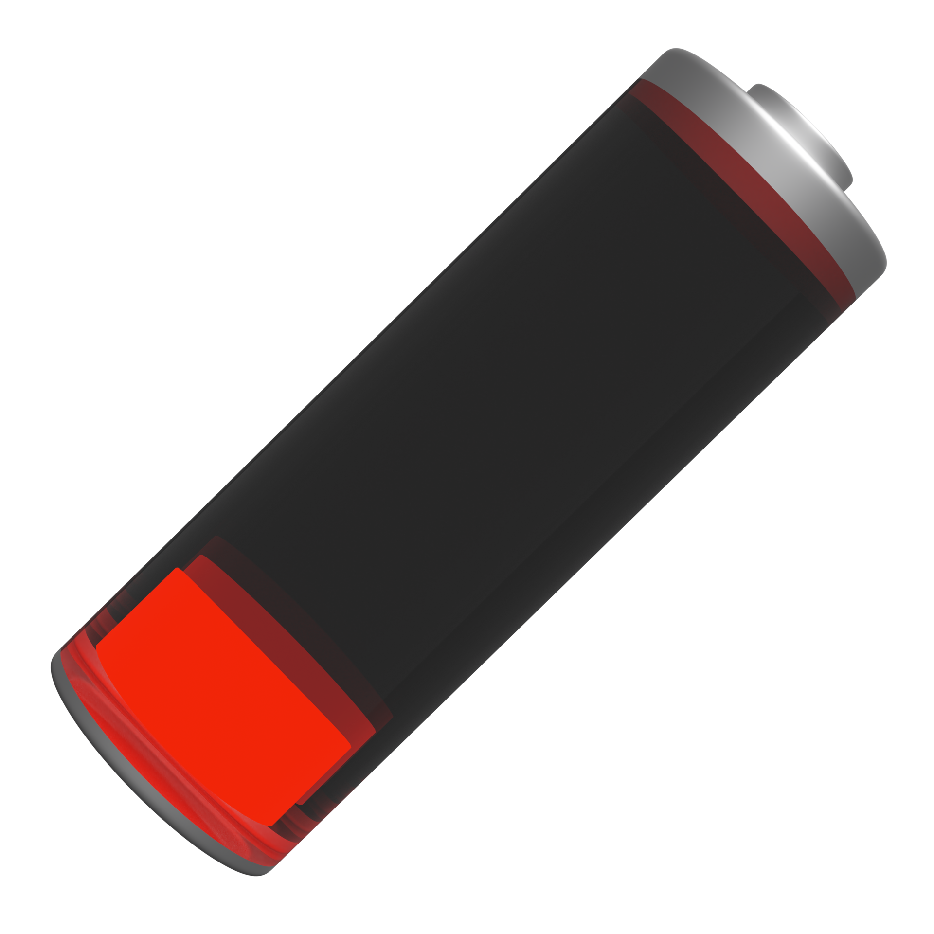 low battery charge red indicator isolated. charging battery technology