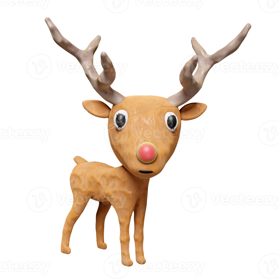 3d deer from plasticine isolated. doe, fawn clay toy icon concept, 3d illustration render png