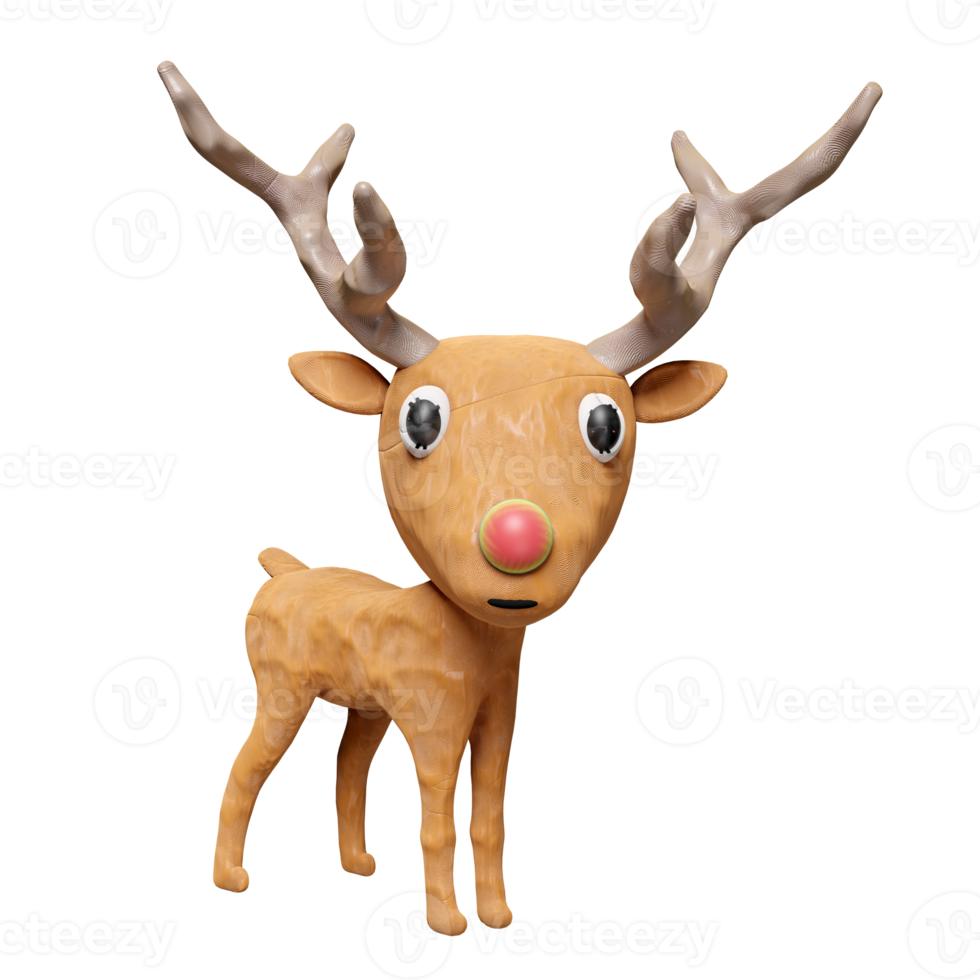 Ciervo 3d de plastilina aislado. doe, concepto de icono de juguete de arcilla fawn, renderizado de ilustración 3d png