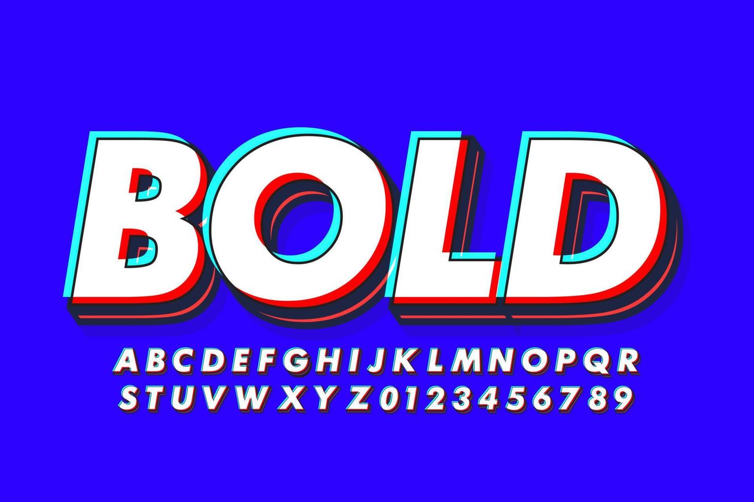 Strong bold glitch alphabet font vector