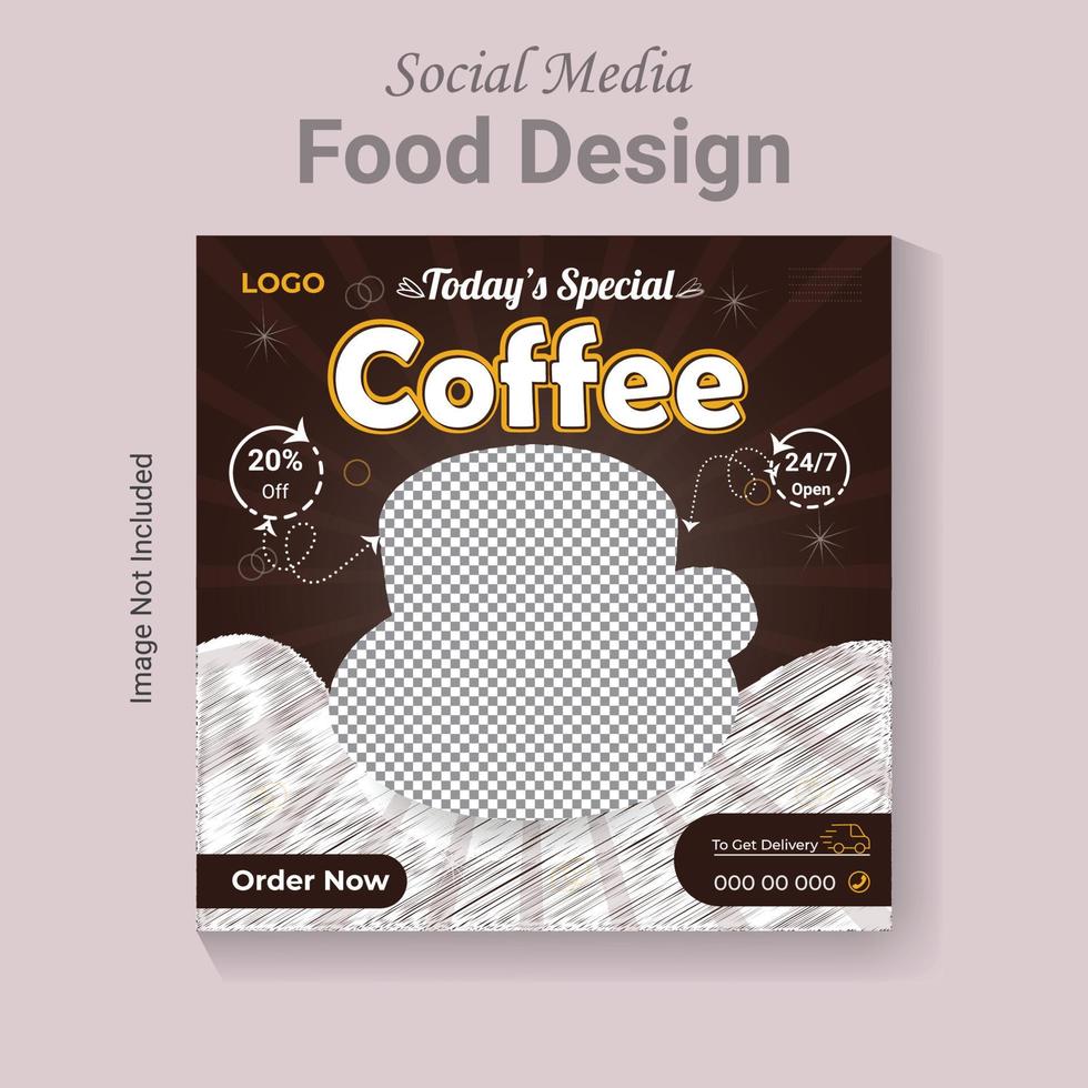 Social media post restaurant food banner template, modern vector fast food poster layout.