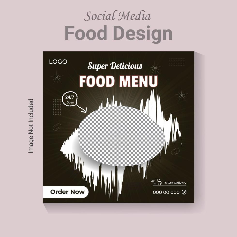 plantilla de banner de comida de restaurante de publicación de redes sociales, diseño de cartel de comida rápida de vector moderno.