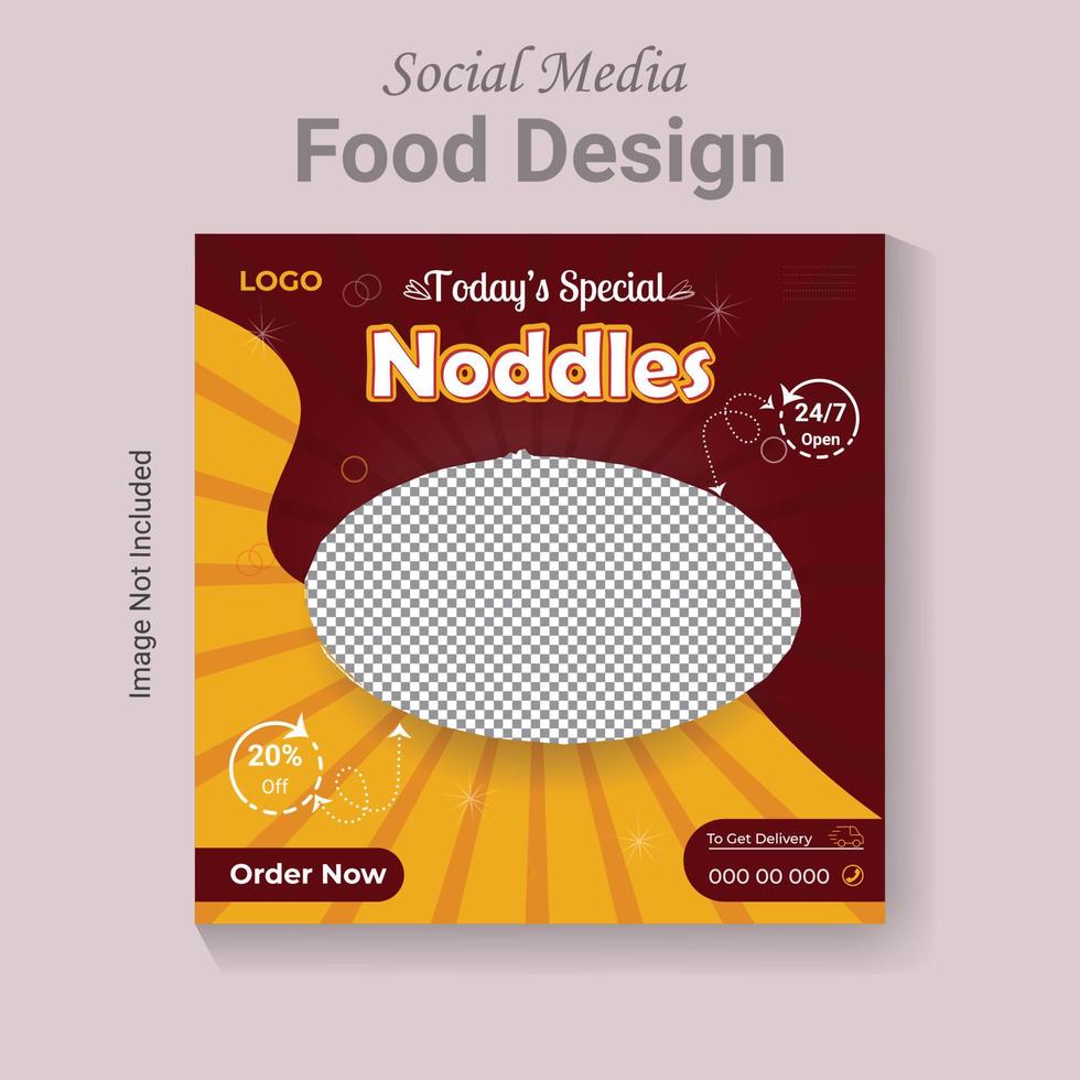 Social media post restaurant food banner template, modern vector fast food poster layout.