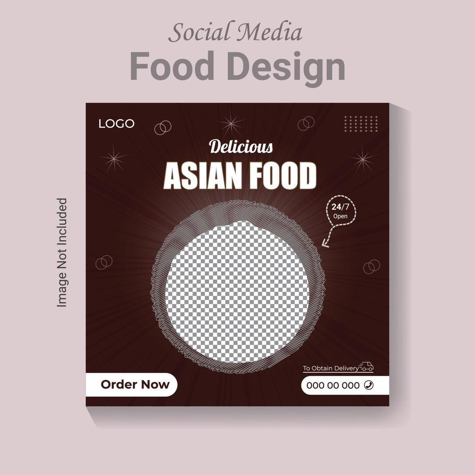 Social media post restaurant food banner template, modern vector fast food poster layout.