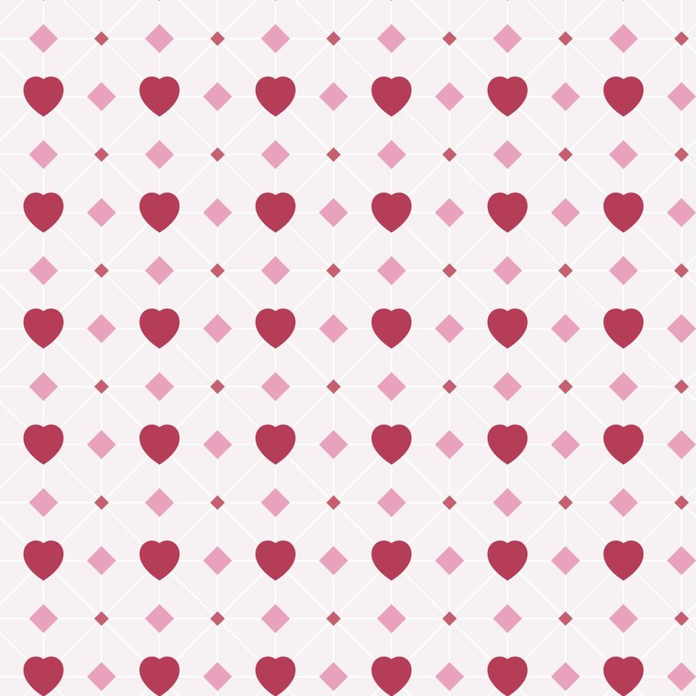 Seamless pattern of hearts and geometric shapes in pink shades. Design for Valentine  Day, wedding and mother day celebration, greeting cards, home decor, textile, wrapping paper, scrapbooking. vector
