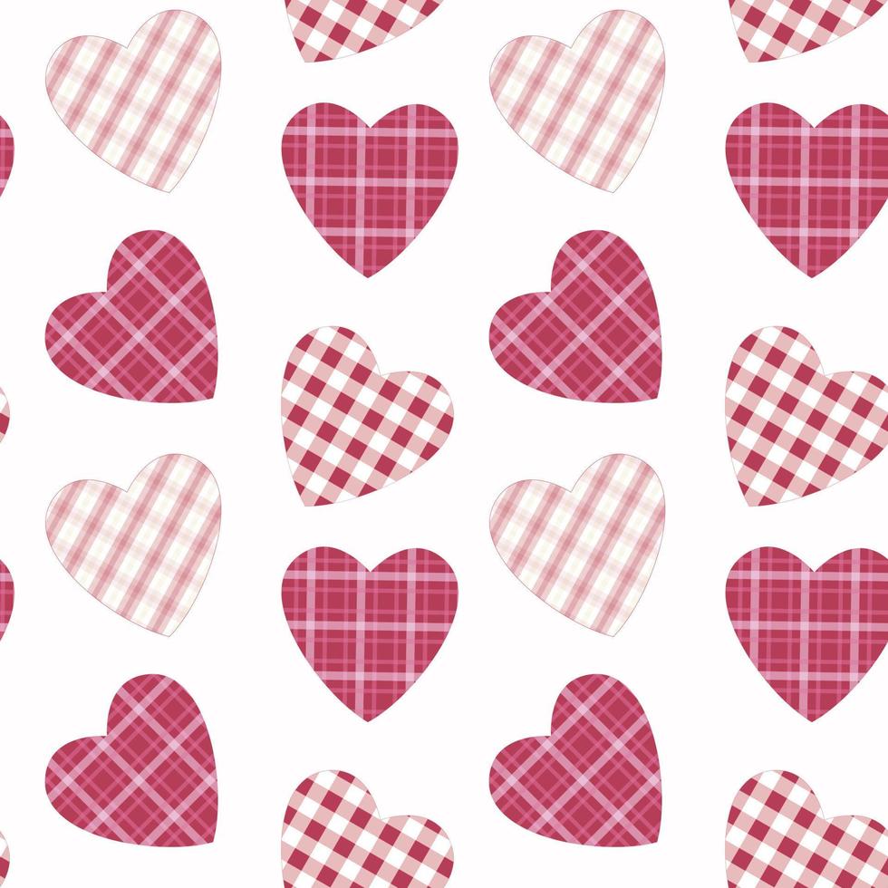 Seamless pattern in plaid textures in pink shades and isolated background. Design for Valentine Day, Weddings, Mother day celebration, greeting cards, invitations, textile, home decor, scrapbooking. vector