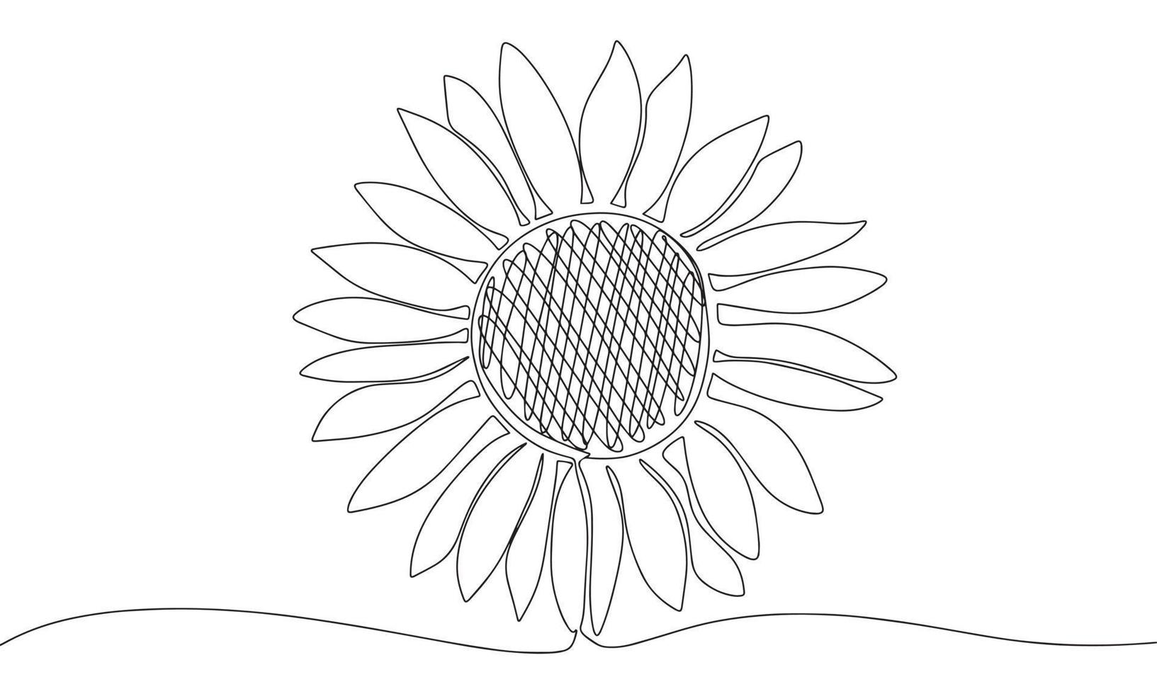 Sunflower in hand draw line art one continues style. Vector illustration.