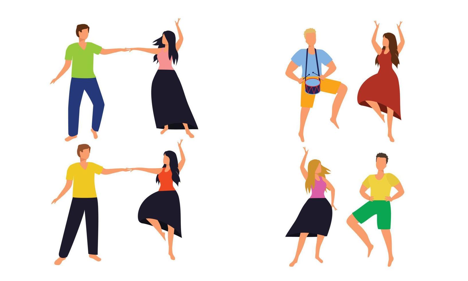 un conjunto de un par de personas están bailando. hombre y mujer bailan en pareja. ilustración vectorial vector