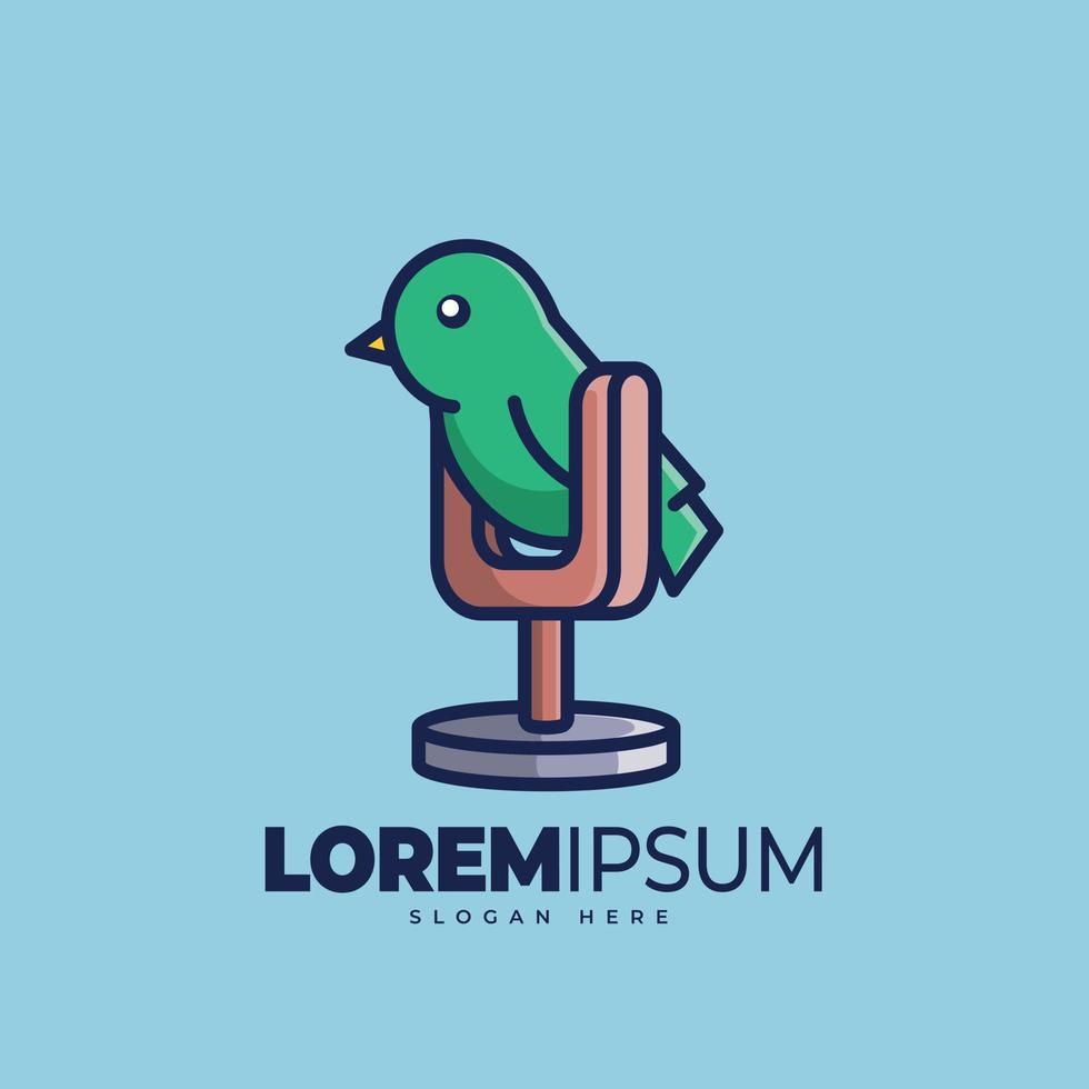 Bird podcast logo template. Vector illustration
