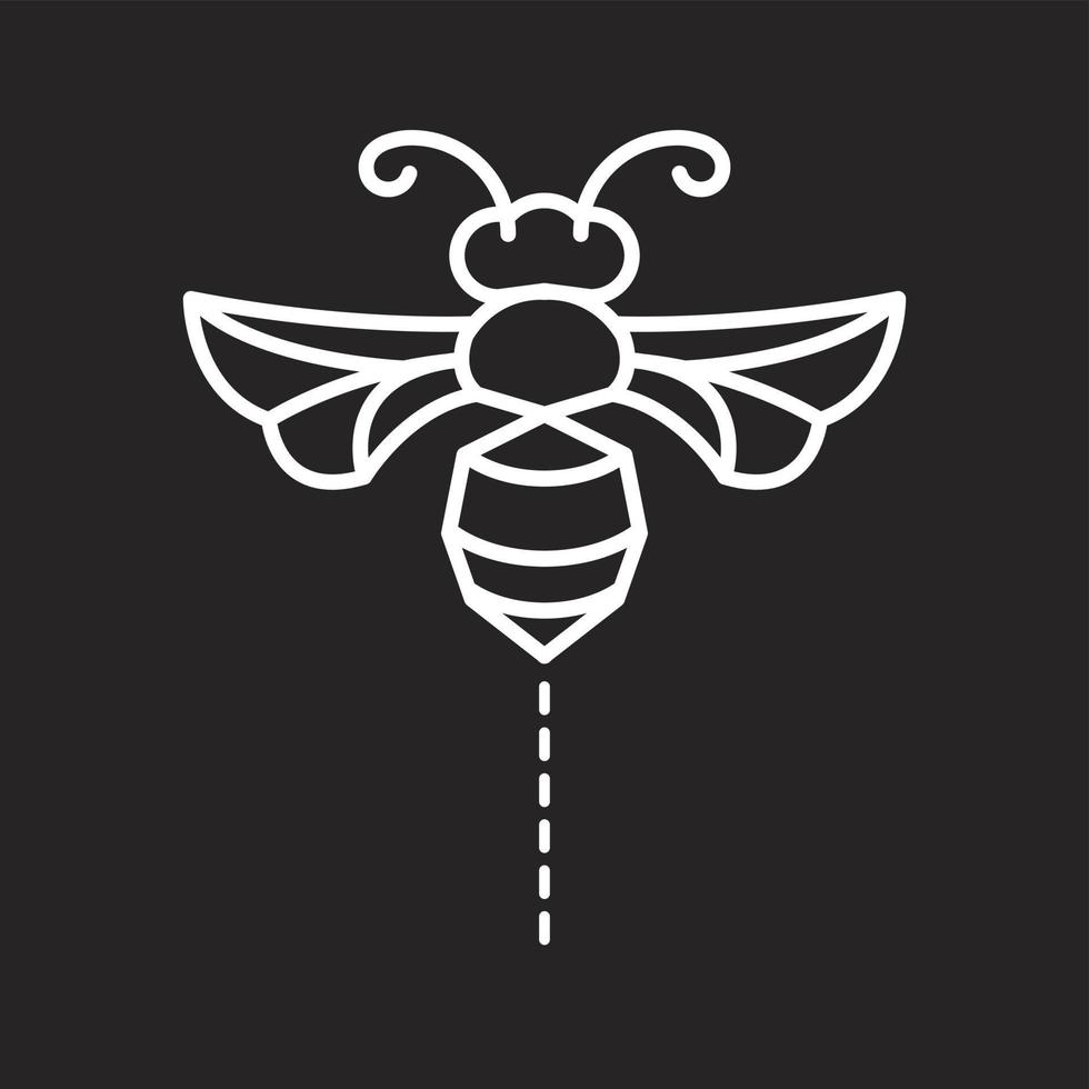 Vector icon. White bee. Suitable for logo. on a black background