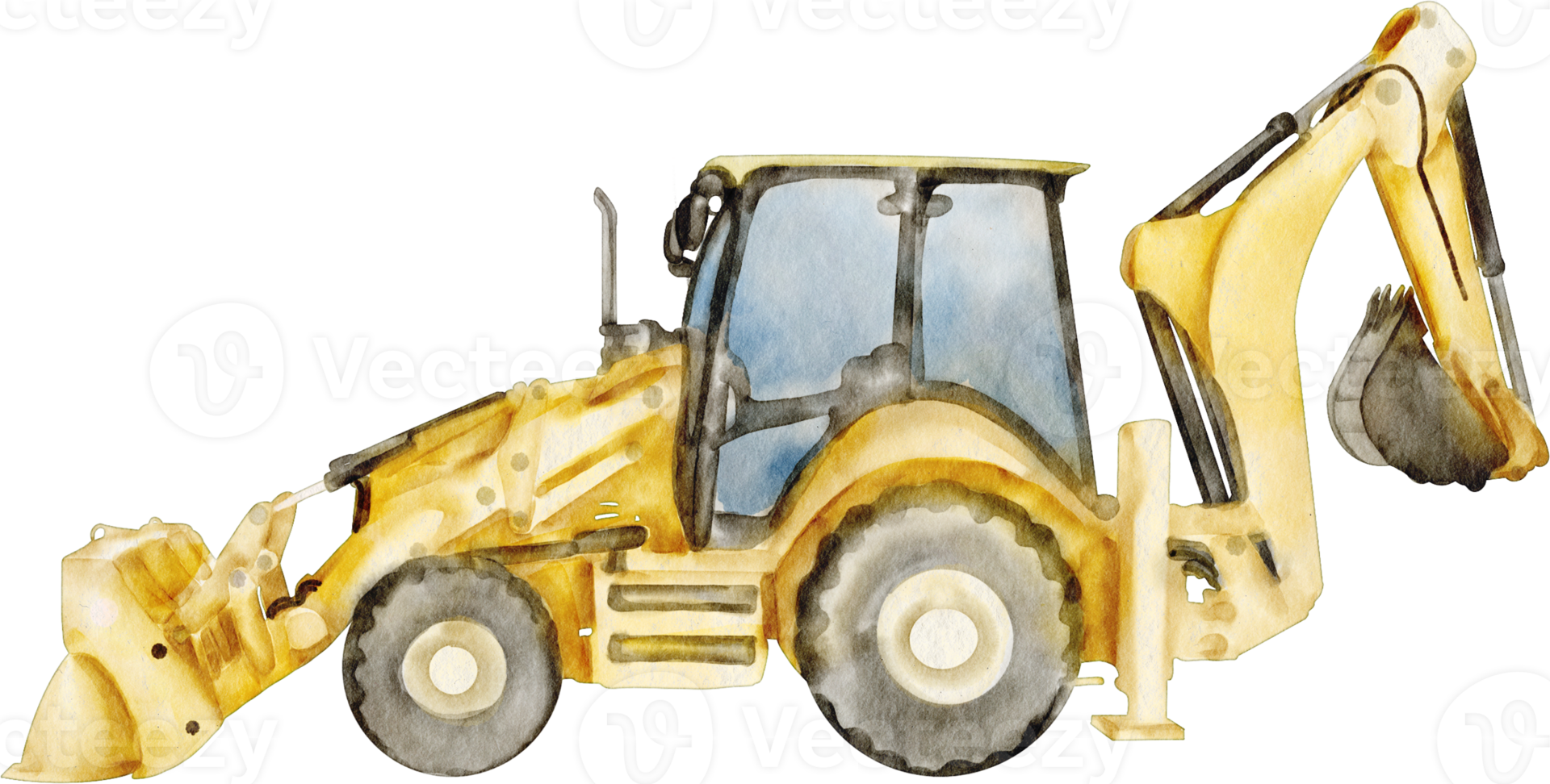 watercolor excavator clip art element png