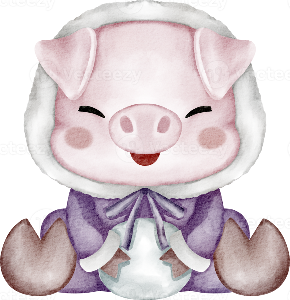 dessin animé cochon aquarelle png