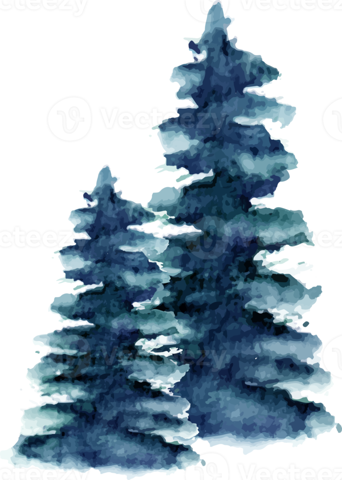 paysage d'arbres d'hiver aquarelle png