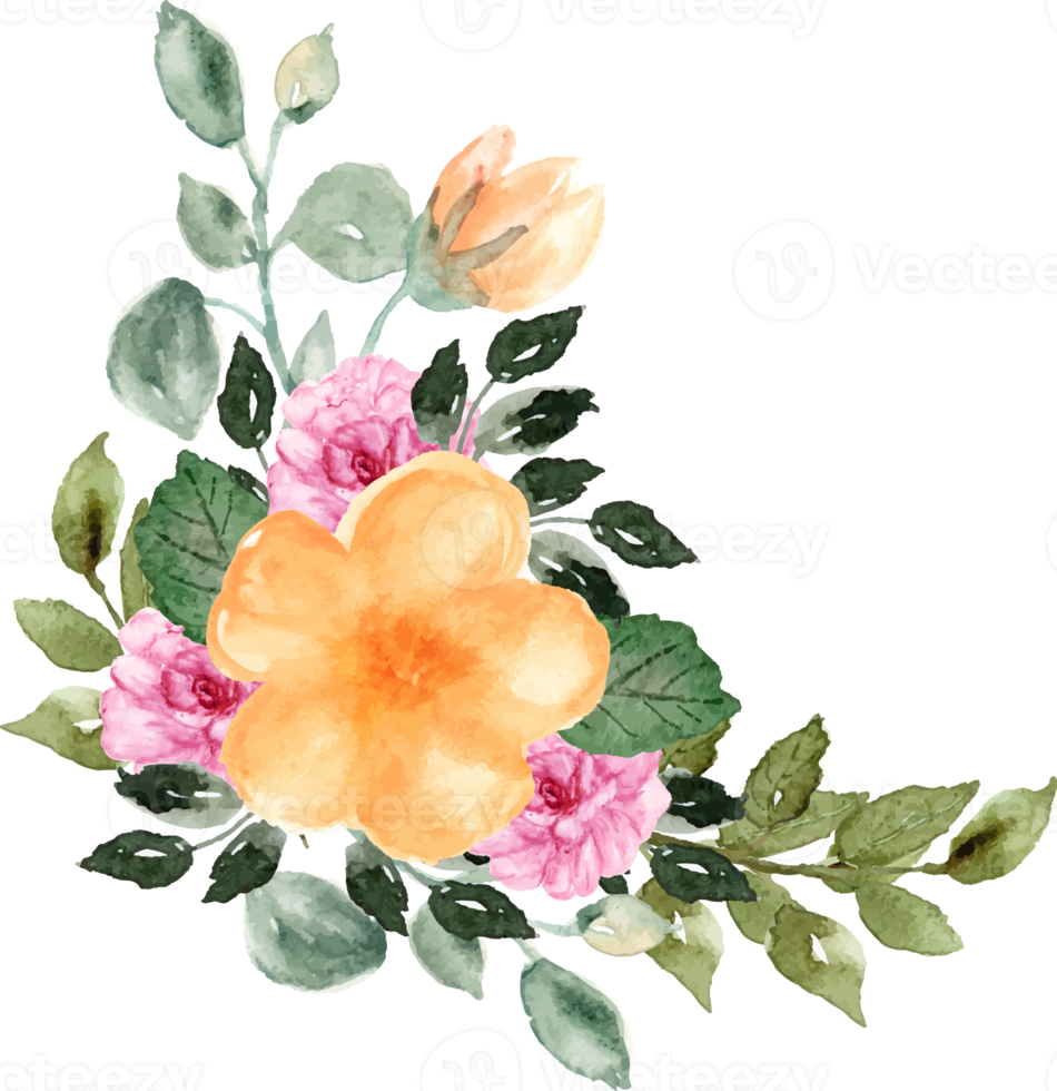 hand drawn autumn orange flower arrangement png