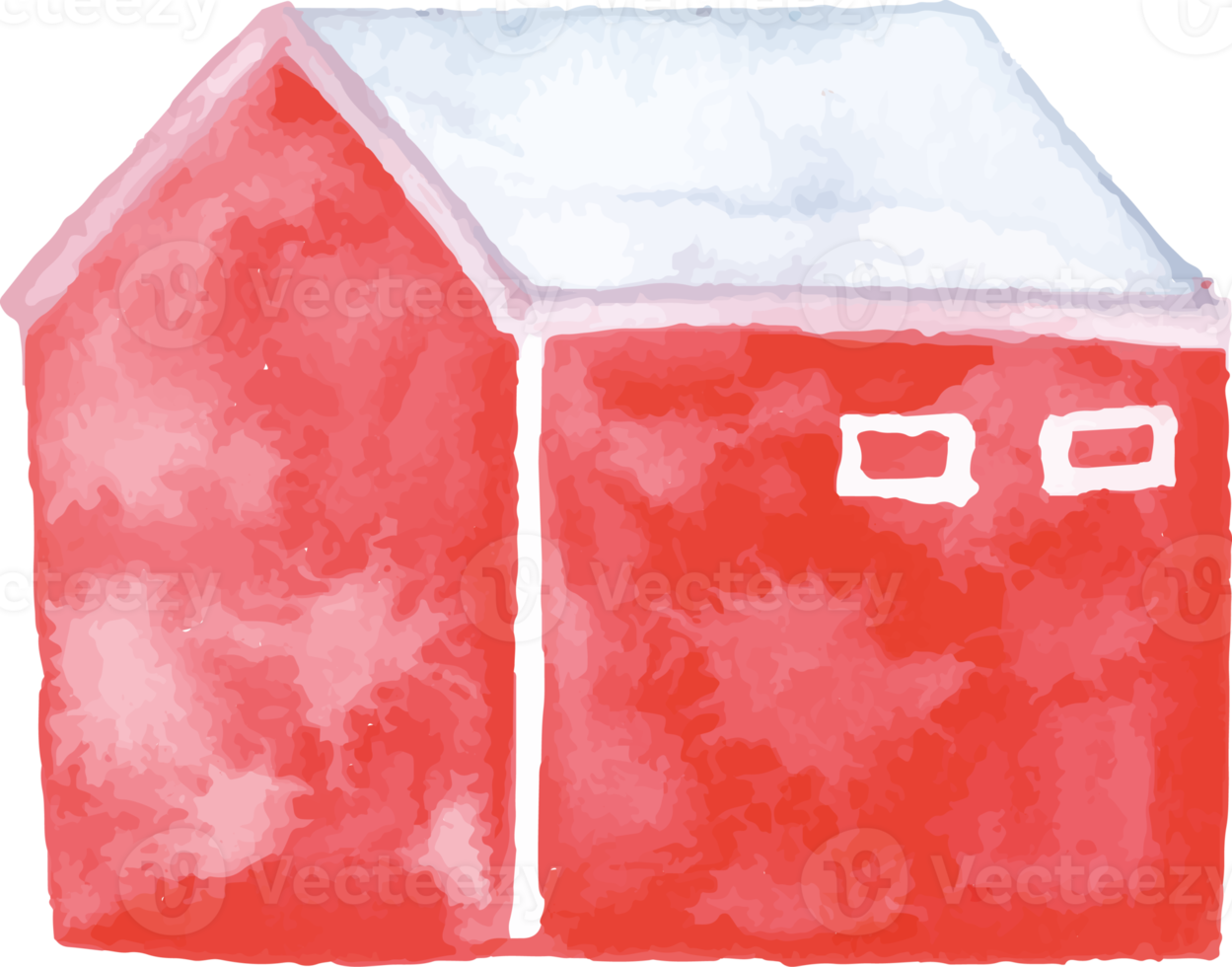 paysage de cabine d'hiver aquarelle png