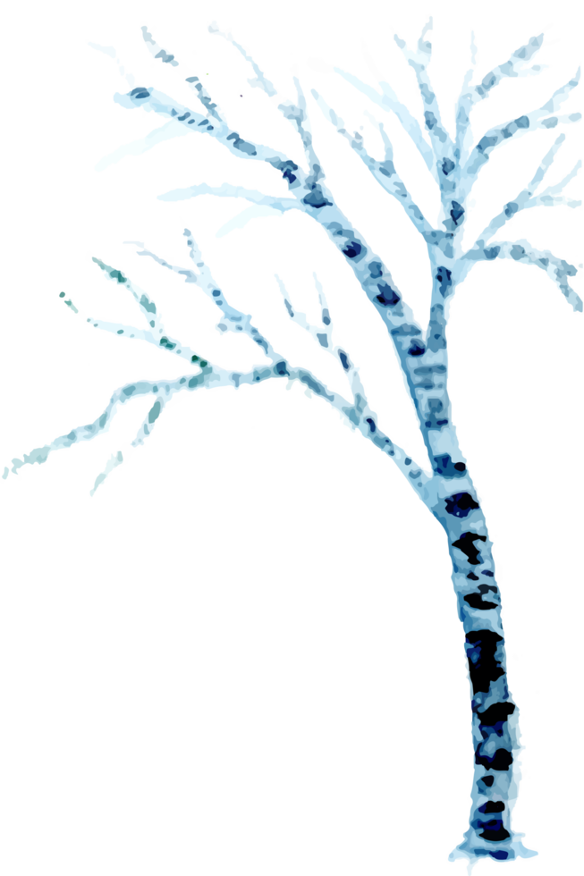 paisagem de árvore de inverno aquarela png