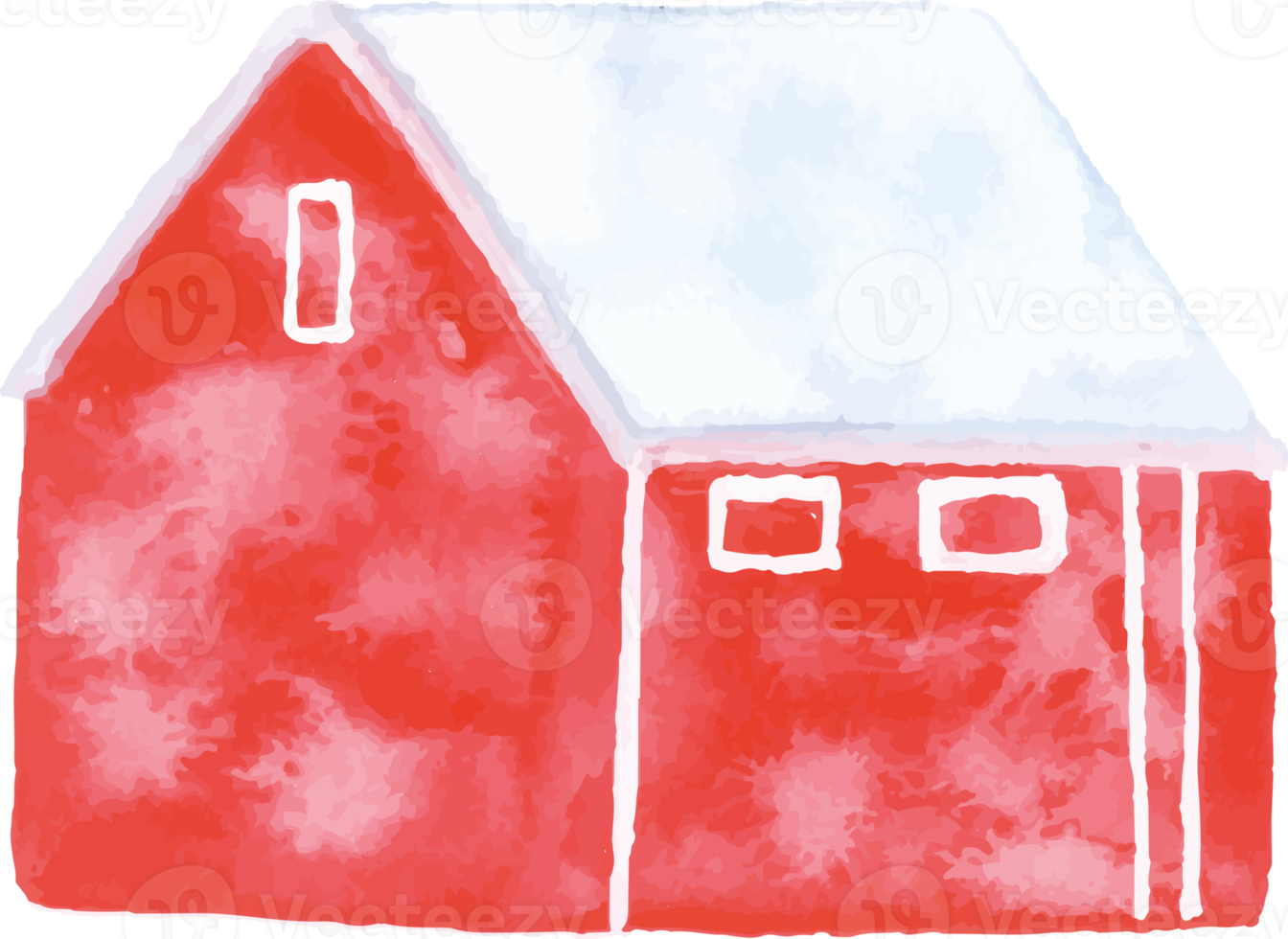 watercolor winter cabin landscape png