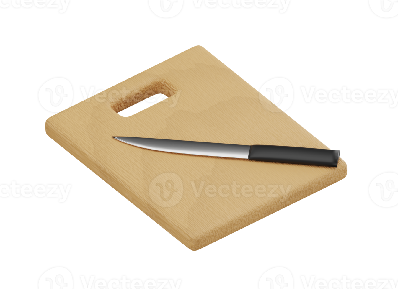 3D wooden chopping board and knife 15736259 PNG