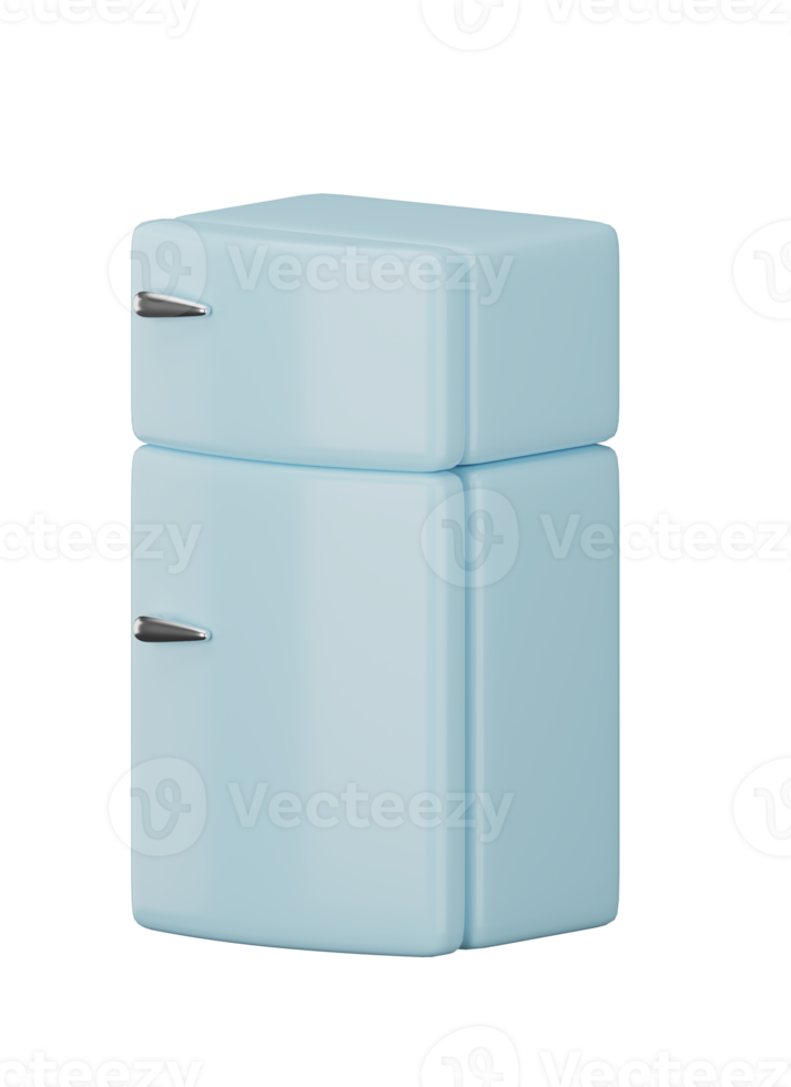 3d schattig blauw koelkast png